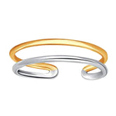 14K White And Yellow Gold Double Bar Cuff Style Adjustable Toe Ring fine designer jewelry for men and women